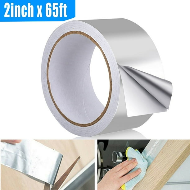LYD Cinta de papel de aluminio de 2 pulgadas y 65 pies, cinta de metal autoadhesiva, cinta plateada Cinta de papel de aluminio para conductos, buena para cinta HVAC LYD Cinta de papel de aluminio