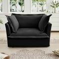 thumbnail image 2 of Deep Seat Sofa with High Back Cushion and Removable Chenille Covers, Sturdy Wood Frame, Black – Ideal for Family Living Room Comfort, 2 of 9