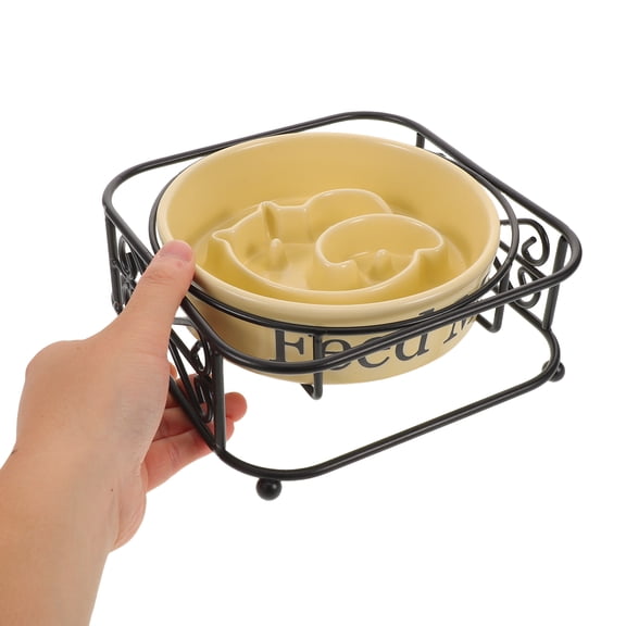 BESTYASH Elevated Ceramic Slow Feeder Bowl for Dogs and Cats with Stable Non-Tip Base, Pet Feeding Dish