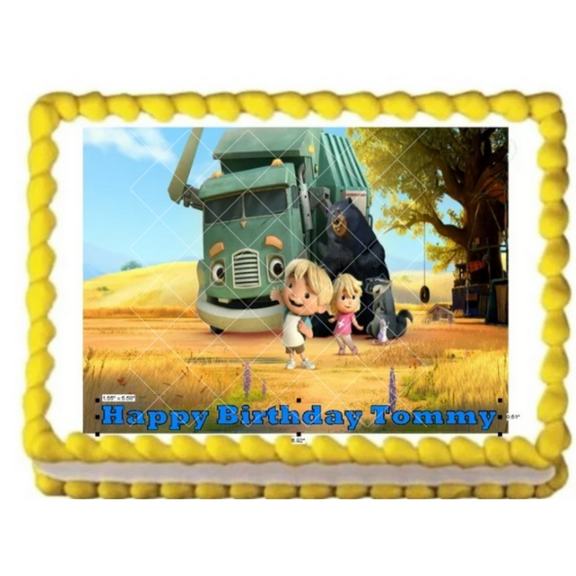 Trash Truck Edible Cake Topper Frosting Sheet