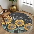thumbnail image 3 of Sunflowers Rustic Round Rugs 5ft, Spring Summer Pastoral Flowers Black Non Slip Washable Rug Runner, Low Pile Indoor Floor Carpet Mat Bathroom Rugs for Living Room, Bedroom, Kids Room, 3 of 9