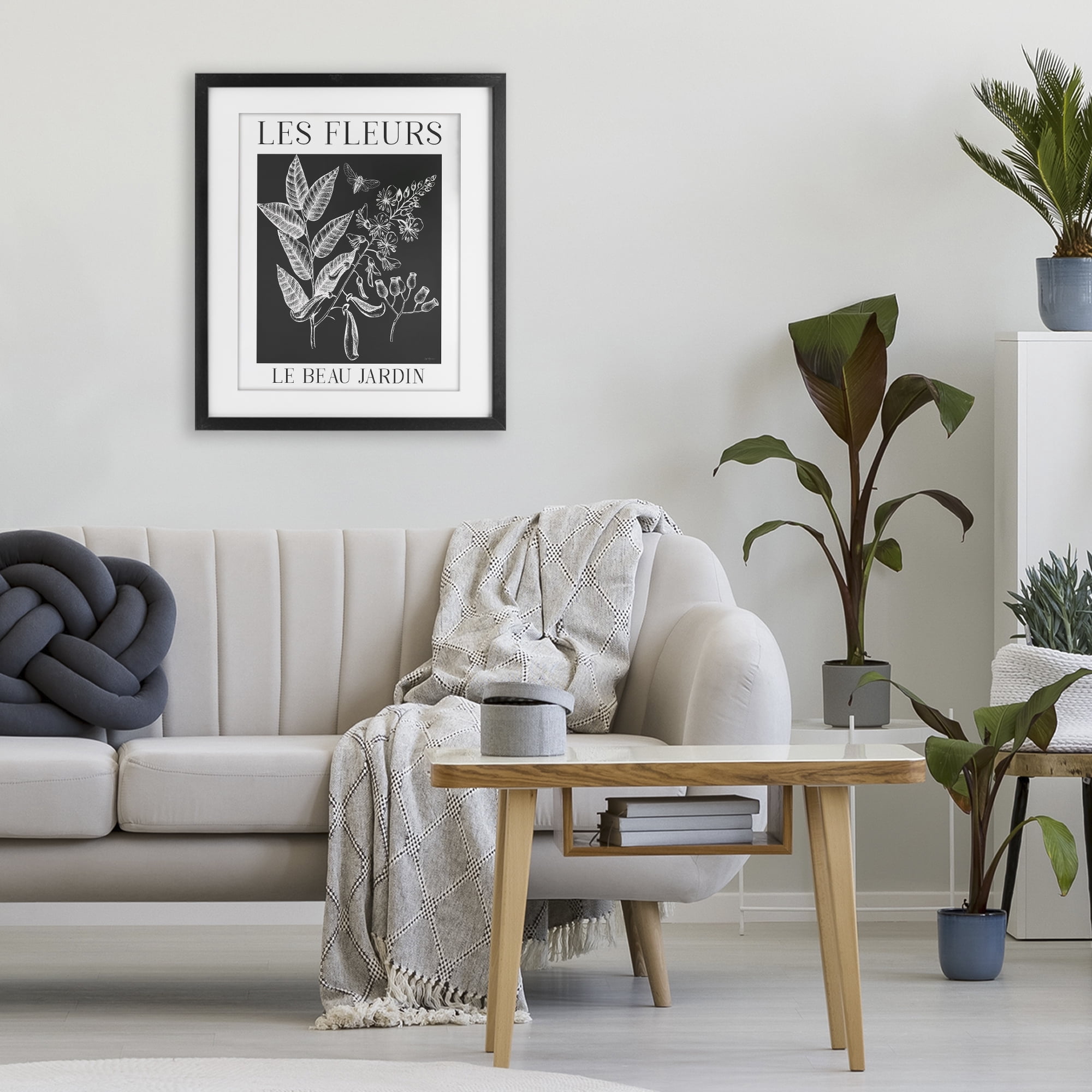 Stupell Industries Les Fleurs Black & White Contour Black Framed Print Under Glass, design by Lux + Me Designs