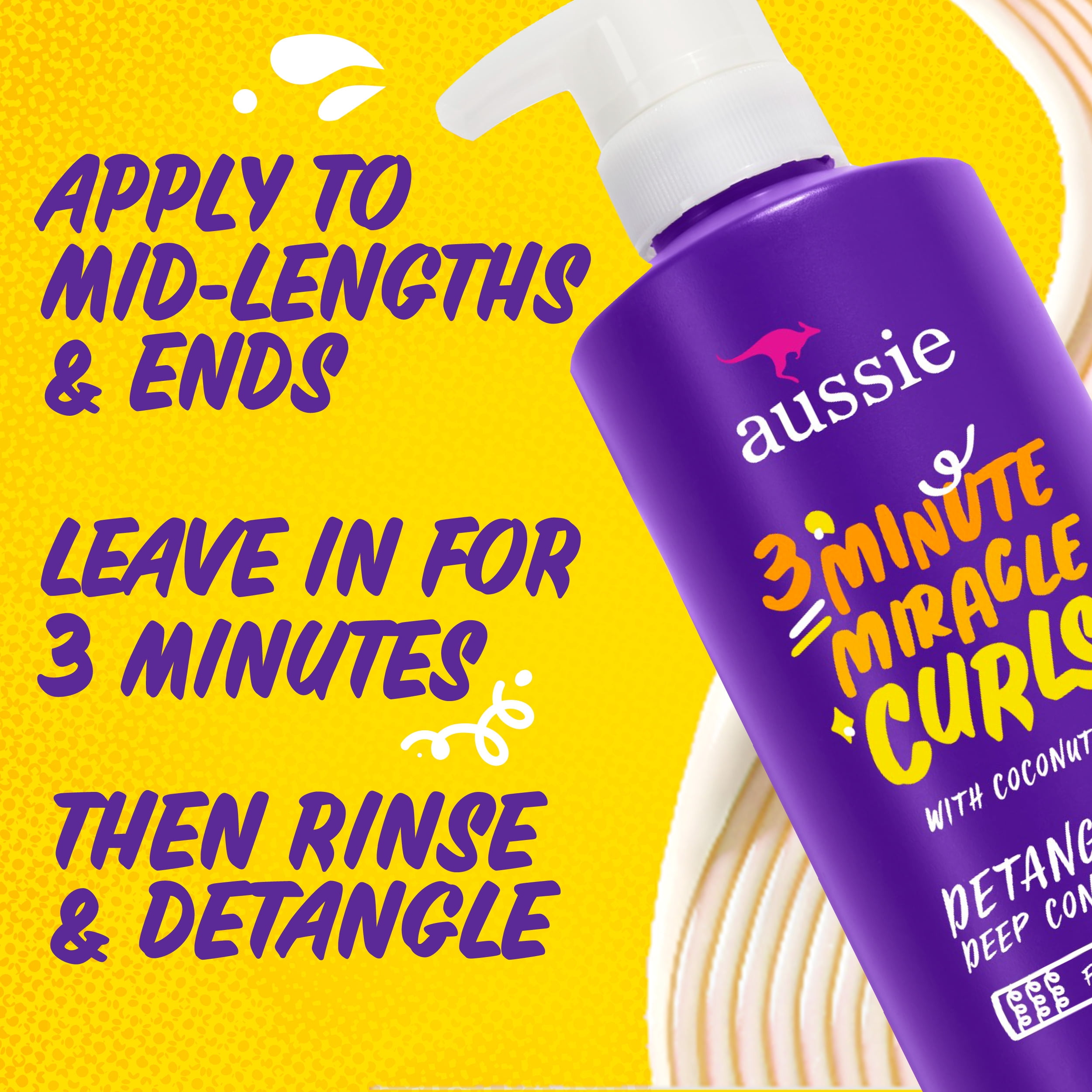 Aussie 3 Minute Miracle Curls Conditioner, for All Hair Types, Paraben Free, 16 fl oz