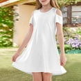 thumbnail image 3 of XADYUY Girls Dresses Size 10-12 Casual A-Line Sleeveless T-Shirt Dress for School Solid Color Holiday Crew Neck Swing kids sundresses girls 4-16,White 9-10 Years, 3 of 6
