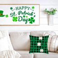 thumbnail image 2 of St Patricks Day Green Black Buffalo Plaids Pillow Covers 16x16 Inch Ireland Lucky Clover Shamrock Blessed Spring Farmhouse Decorations Throw Pillow Cases Cotton Linen for Sofa Couch, 2 of 4