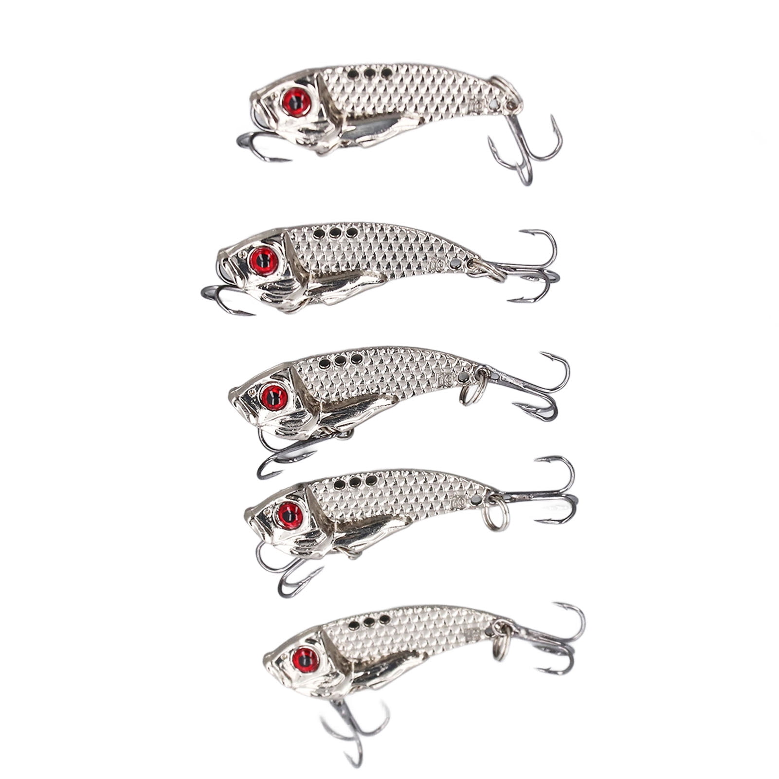 5PCS Fishing Lures Blade Baits Hard Metal VIB Bait Kits Set with Storage Box for Freshwater Saltwater Silver 15g / 0.53 oz