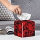 thumbnail image 5 of Fotbe Red Skulls 3 Porta Pañuelos Decorativo de Cuero, Caja Cuadrada Moderna para Pañuelos Faciales, Organizador y Dispensador 5x5x5'', 5 of 6