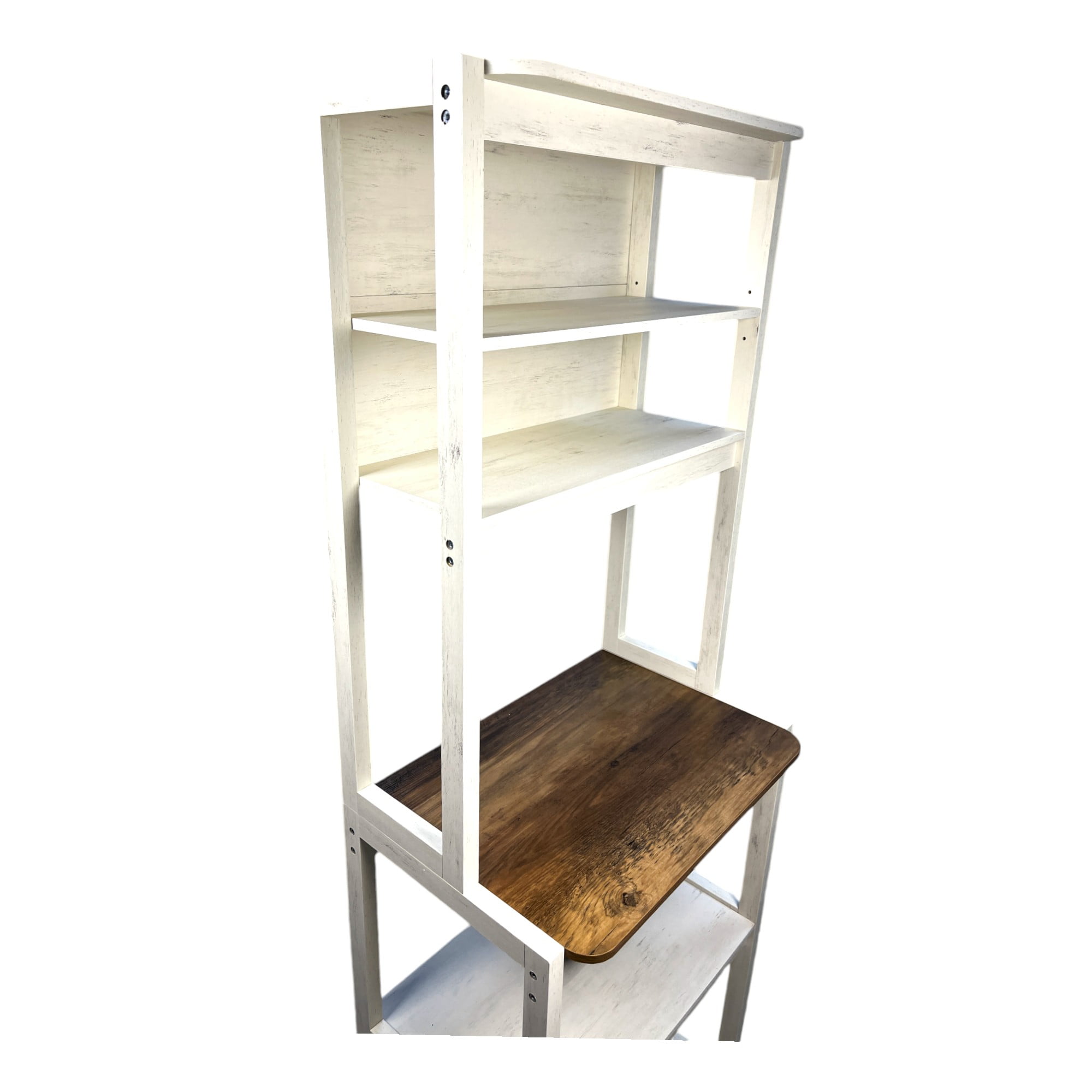 5-Tier Bakers Rack, Kitchen Storage Shelf and Microwave Stand with Coffee Bar, Particle Board Organizer for Pantry, 23.62 Inch, Brown and White