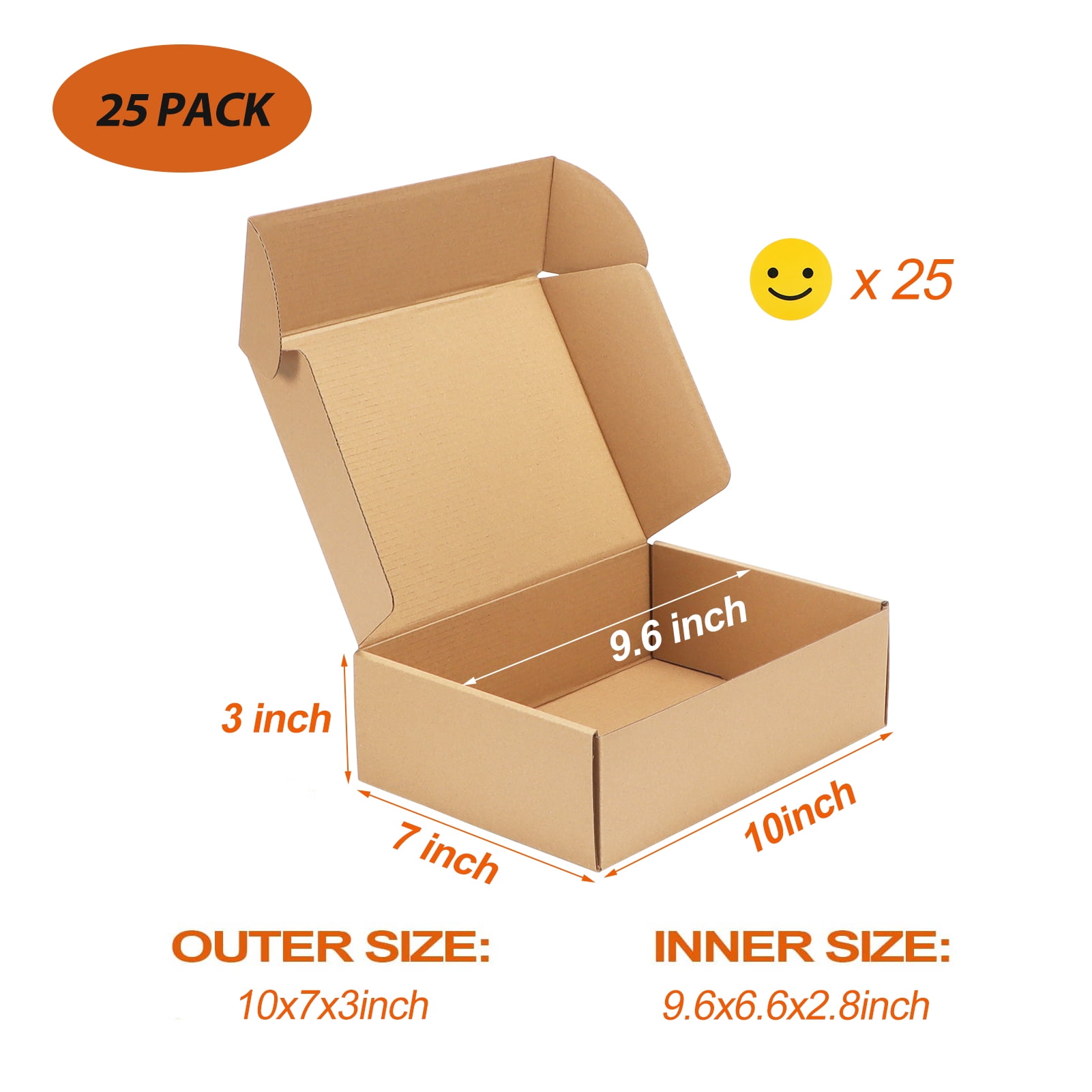(25 pack)10x7x3 incheses Shipping Boxes, Small Corrugated Cardboard Box for Mailing Packing Literature Mailer, Brown