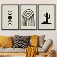 thumbnail image 3 of PixonSign Framed Canvas Print Wall Art Set Minimal Moon Phase Cactus Desert Collage Abstract Shapes Illustrations Modern Art Boho Decorative for Living Room, Bedroom, Office - 24"x36"x3 BLACK, 3 of 5