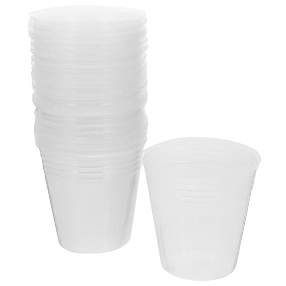 Baweave 50 Pcs Clear Plastic Plant Pots Large Nursery with Drainage Garden