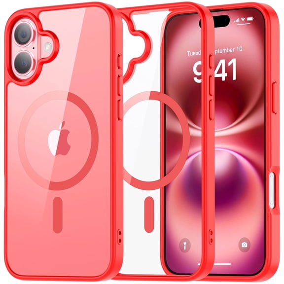 Acrylic Transparent Case with MagSafe for iPhone 16 - Red