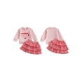 thumbnail image 2 of BemeyourBBs Toddler Baby Girls Valentines Day 2 Piece Outfits Fall Winter Spring Clothes Heart Letter Embroidery Long Sleeve Crewneck Sweatshirt Tops and Plaid Tiered Skirt Set, 2 of 9