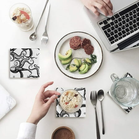 

ZHANZZK Ocean Theme Giant Octopus Mythical Nautical Sea Monster Life Set of 8 Coaster for Drinks Absorbent Ceramic Stone Coasters Cup Mat with Cork Base for Home Kitchen Room Coffee Table Bar Decor