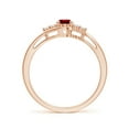 thumbnail image 2 of ANGARA Natural Oval Ruby Bypass Ring with Trio Diamond Accents in 14K Rose Gold for Women (Size-6x4mm) | July Birthstone, Birthday, Anniversary, Jewelry Gift for Women | Natural Ruby Ring, 2 of 9