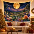 thumbnail image 3 of Golden Full Moon Over Flower Meadow, Serene Fantasy for Flower Lovers, Floral Wall Art, Housewarming Gift, Tapestry Wall Hanging for Bedroom, Living Room and Dorm, 3 of 7