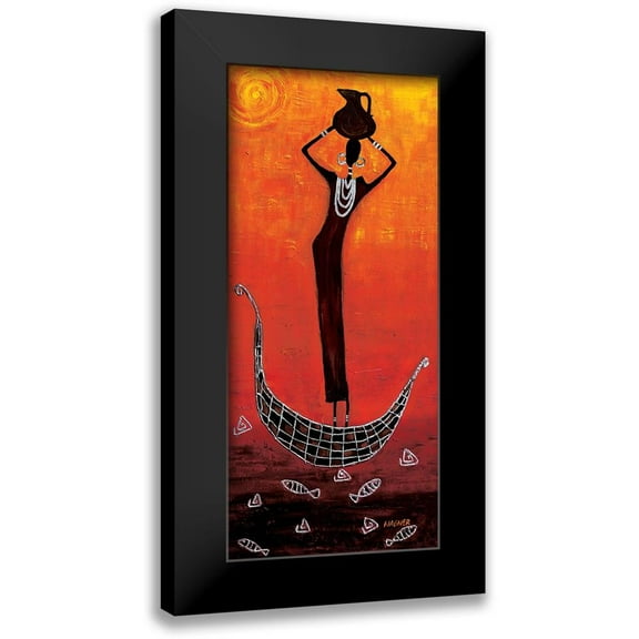 Wagner, Dorota 8x14 Black Modern Framed Museum Art Print Titled - Black Girl on the Ship II