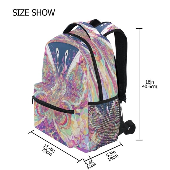 DIXRUYEE Backpack Schoolbag Iridescent Butterfly Pattern 15L/18L 2-SIZE
