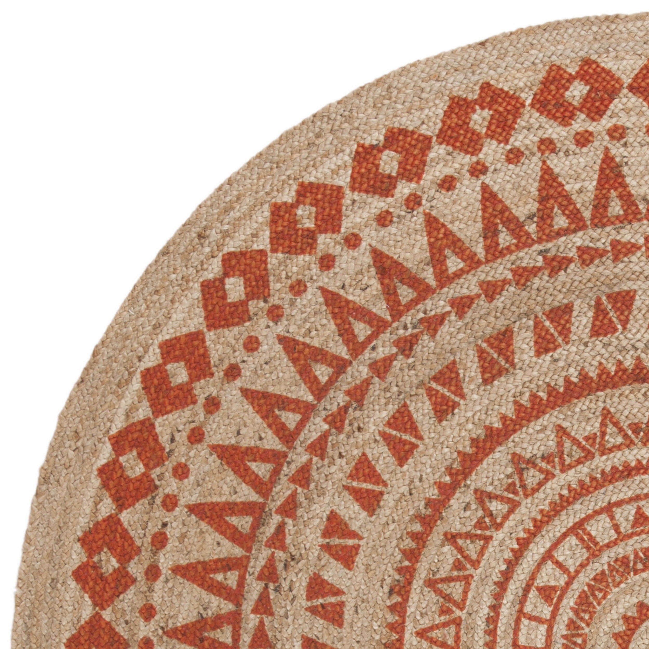 SAFAVIEH Natural Fiber Zoolander Geometric Jute Area Rug, Orange/Natural, 5' x 5' Round