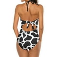 thumbnail image 6 of One Piece Swimsuit Women Tummy Control - V Neck Black White Cow Print Pattern Halter Swim Suits for Women 2025, Padded Full Coverage Bathing Swim Suit for Women, 6 of 7