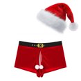 thumbnail image 1 of CHICTRY Ensemble de Noël pour Hommes Tenues de Père Noël 2 Pcs Boxeurs Rouges Shorts de Vacances avec Chapeau C Rouge TG, 1 of 7