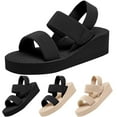 thumbnail image 2 of XIMIN Wedge Sandals for Women Lightweight Dressy Platform Elastic Ankle Strap Slip On Open Toe Thick Sole Mid Heels Casual Boho Summer Beach Outdoor Party Sandal, 2 of 8