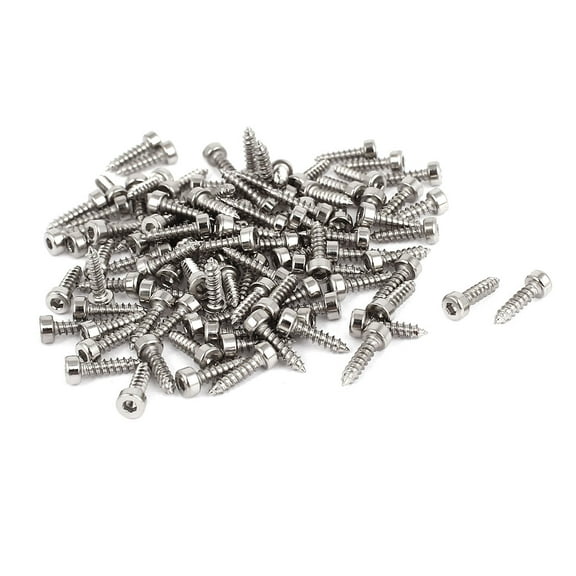 Unique Bargains 100Pcs M2x8mm Hexagon Socket Cap Head Self Tapping Screws Fasteners Stainless Steel