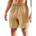 thumbnail image 2 of MIER Men's Dry Fit Athletic Running Shorts with 3 Zipper Pockets, Khaki, S, 2 of 7