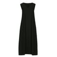 thumbnail image 4 of Fartey Cotton Linen Maxi Dress for Women Loose Casual Sleeveless V Neck Tank Dress Flowy Solid Color Beach Sun Dresses with Pockets Travel Vacation Dresses Black S-XL, 4 of 6