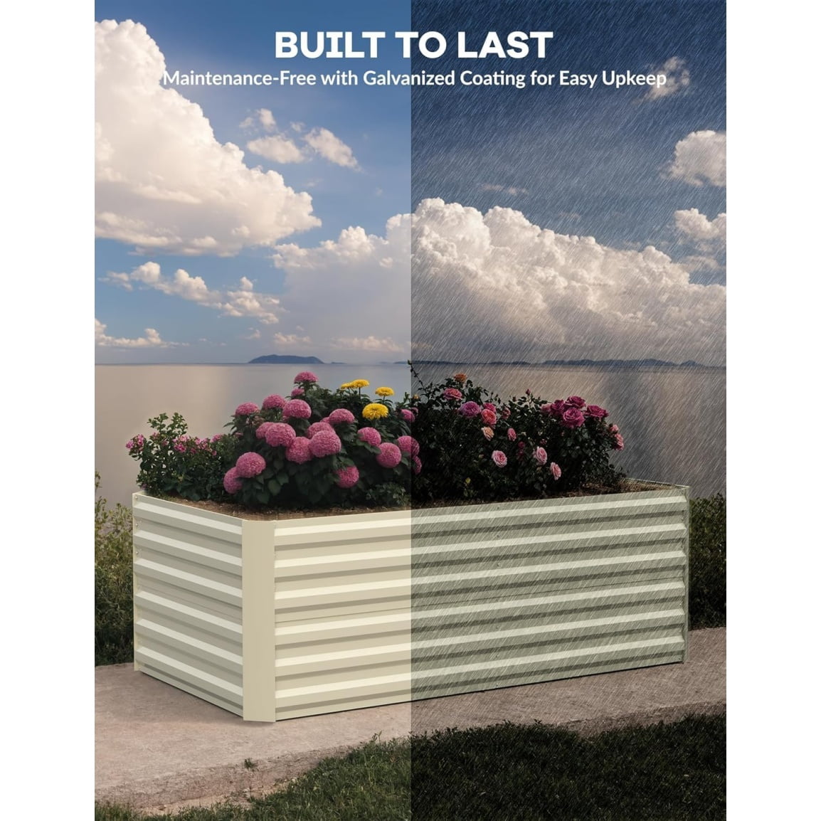 Galvanized Raised Garden Bed,Deep Root Planter Box for Vegetables,Flowers,Herbs-Large Metal Raised Garden Bed Kit Outdoor