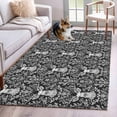 thumbnail image 2 of 2.7x5 Washable Area Rug, Deer Head Non-Slip Rectangle Rug for Bedroom Bedside, Leaf Animal Black Indoor Floor Mat for Home Decor, 2 of 9