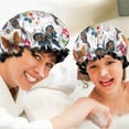 thumbnail image 6 of Shower Caps,White Colorful Flower Butterfly Pattern Waterproof Shower Cap for Women 4 Pieces,Double Reusable Hair Cover for Shower PEVA Elastic Stretch Hem, 6 of 7