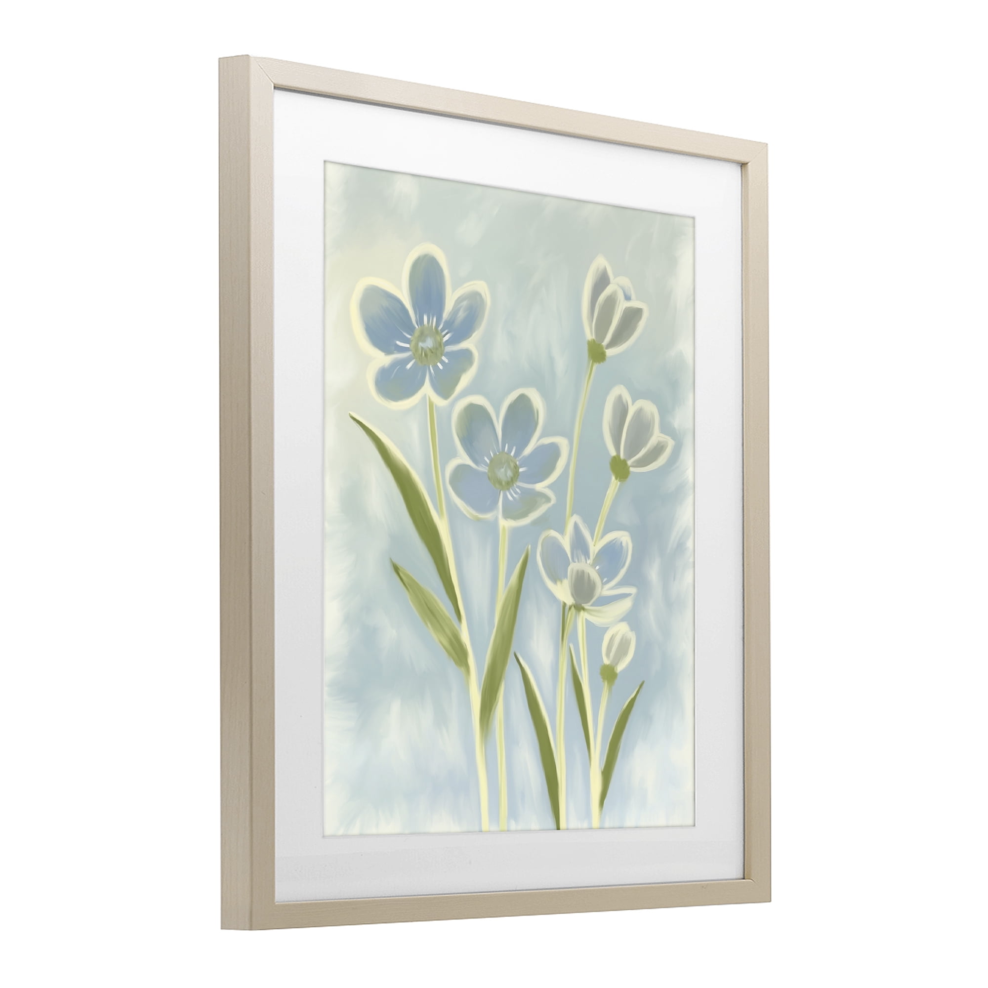Stupell Industries Blue Petals Contour Birch Framed Print Under Glass, design by Kim Allen