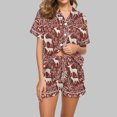 thumbnail image 1 of Puntoco Pijama de mujer con cuello en V y manga corta con estampado navideño, 1 of 5