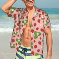 thumbnail image 3 of Wukai Strawberries Men's Hawaiian Shirt Short Sleeve Casual Button Down Summer Beach Aloha Shirt Tropical Print Holiday Party, 3 of 8