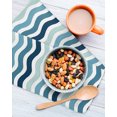 thumbnail image 3 of Teal Blue Stripes Ombre Kitchen Dish Towels for Drying Dishes Set of 2, Gradient White Geometric Ocean Wave Waffle Weave Microfiber Hand Tea Bathroom Towels Quick Dry & Absorbent Towel 12x12, 3 of 7