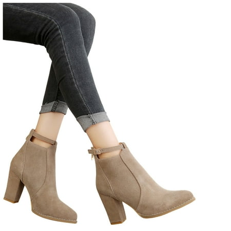 

YHIWU Boots for Women 2024 Combat Ankle Booties Cowboy Boots for Women Chunky Block High Heel Fashion Lace up boots Women s Heels