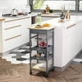 thumbnail image 4 of Grey Rolling Cart | Independent Serving Trays and Storage Drawer | Can Be Placed in Bedroom and Laundry, Smooth Casters, 4 of 5