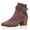 Rosy Brown, variant on YDN Women Block Low Heel Suede Cowgirl Boots Pull on Ankle Bootie with Buckle Strap Shoes Size 7 Tan