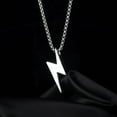 thumbnail image 3 of Collar con colgante de perno de relámpago punk, colgante de acero de titanio con relámpago, joyería de calle locomotora, regalo para hombres y mujeres, plata JM  JM, 3 of 5