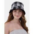 thumbnail image 4 of No Boundaries Women's Reversible Plaid Bucket Hat, Black, 4 of 4