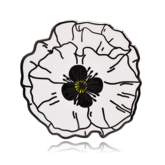 White Poppy Flower Hard Enamel Pin