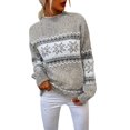 thumbnail image 1 of Gibobby Sudadera de Navidad para mujer Suéter de de nieve de Navidad para mujer, suéter de punto de vacaciones Vintage de cuello(Gris,XG), 1 of 5