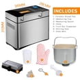 thumbnail image 2 of KBS Stainless Steel Bread Machine,1500W 2LB 17-in-1 Programmable XL Bread Maker with Fruit Nut Dispenser, Nonstick Ceramic Pan& Digital Touch Panel, 3 Loaf Sizes 3 Crust Colors, Reserve& Keep Warm Set, 2 of 6