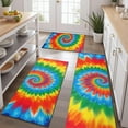 thumbnail image 2 of Colorful Rainbow Tie Dye Spiral Pattern Kitchen Rugs Sets Of 3,Kitchen Runner Rugs Non Skid Washable,Decorative Kitchen Floor Mats for Kitchen,Sink,Laundry,17"x30"+ 17"x47" + 17"x59", 2 of 6