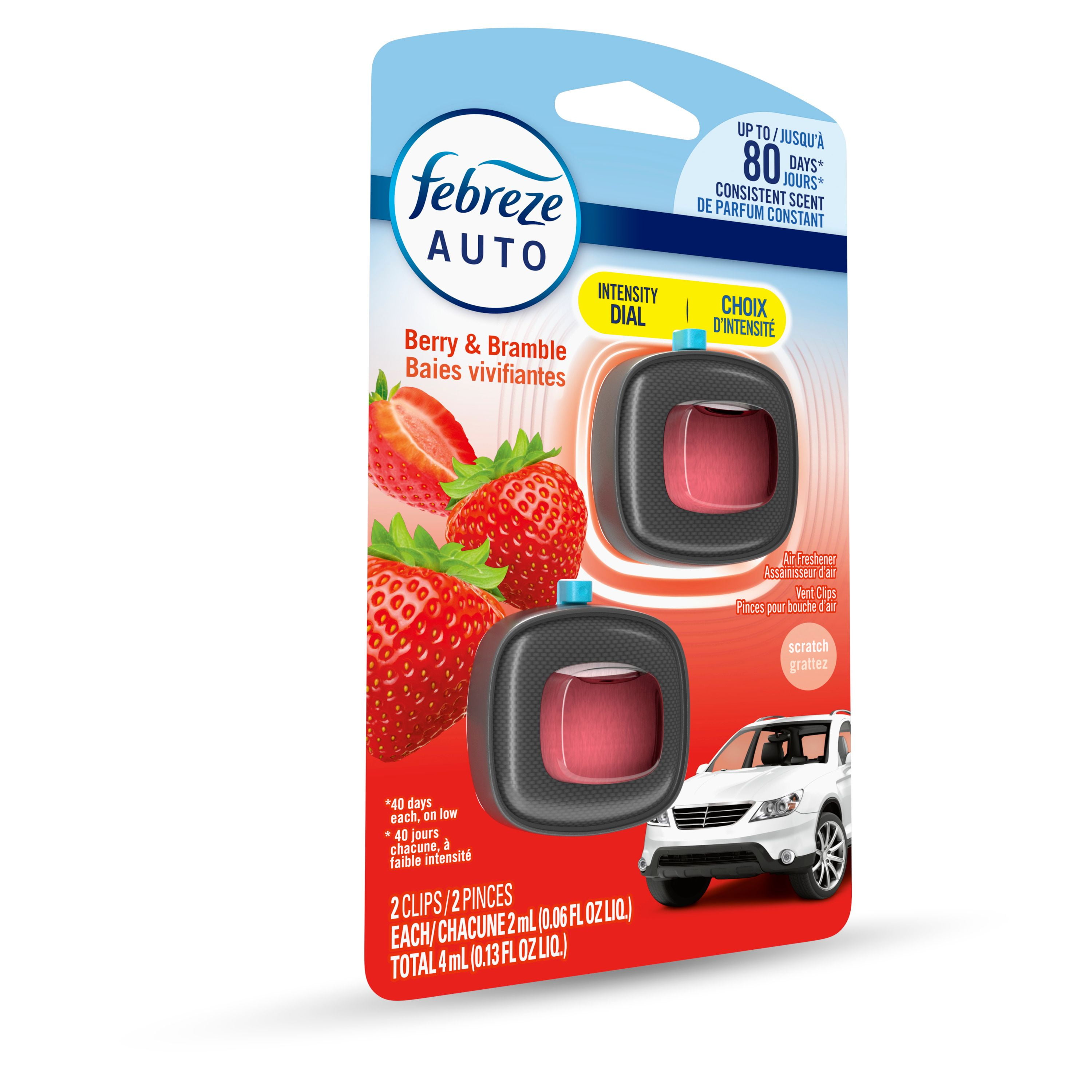 Febreze Car Air Freshener Vent Clip Berry & Bramble Scent, Car Vent Clip, 2ct