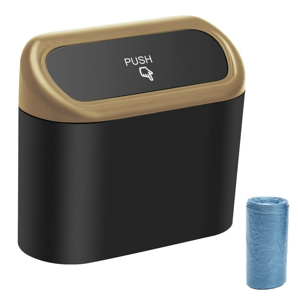 Plutput Small Car Trash Can with lid, Car Garbage Can Portable Hanging