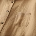thumbnail image 6 of Lovskoo Womens Button Down Short Sleeve Shirt Cotton Linen Collared Shirt Spring Summer Casual Buttons Solid Color Blouse Loose Tops Khaki, 6 of 9