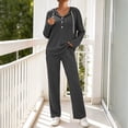 thumbnail image 2 of HAiming Plus Size Pajama Sets for Women 2 Piece Sleepwear Ribbed Knit Long Sleeve Hoodies Loose Pants Lounge Sets, 2 of 5
