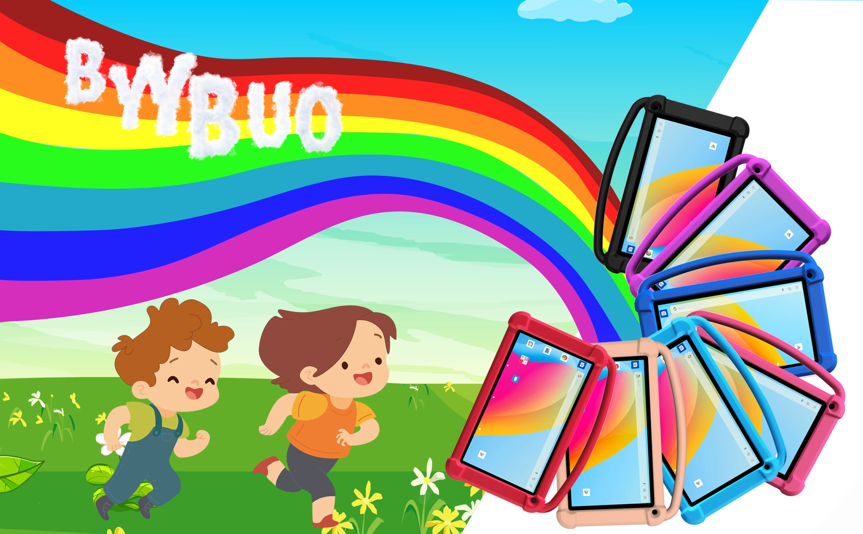 Kids Tablet, 7 Inch Tablet for Kids, Android 12 Tablet 4(2+2)GB RAM+16GB Storage, Toddler Tablets with KIDOZ Parental Control App, WiFi, Bluetooth, Best Gift for Kids Learning and Playing